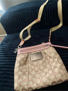 Coach Poppy pink Trim Signature Crossbody Bag